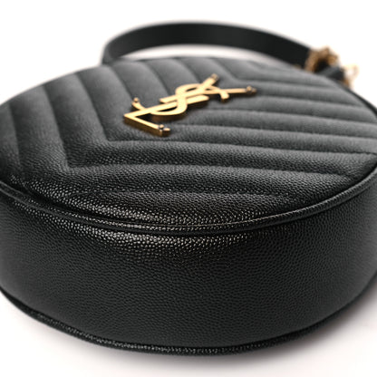 Saint Laurent Grain De Poudre Matelasse Chevron Quilted Round Vinyle Camera Bag Black 9 of 9