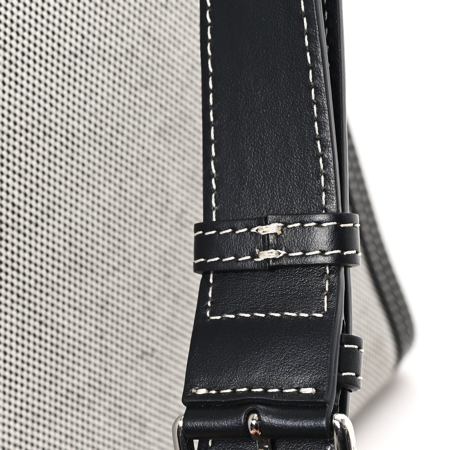 Canvas Smooth Calfskin Two Tone Medium Pocket Bag Black White