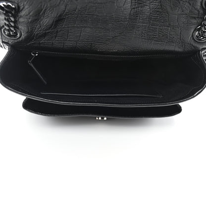 Saint Laurent Crocodile Embossed Lambskin Monogram Medium Niki Chain Satchel Black 4 of 4