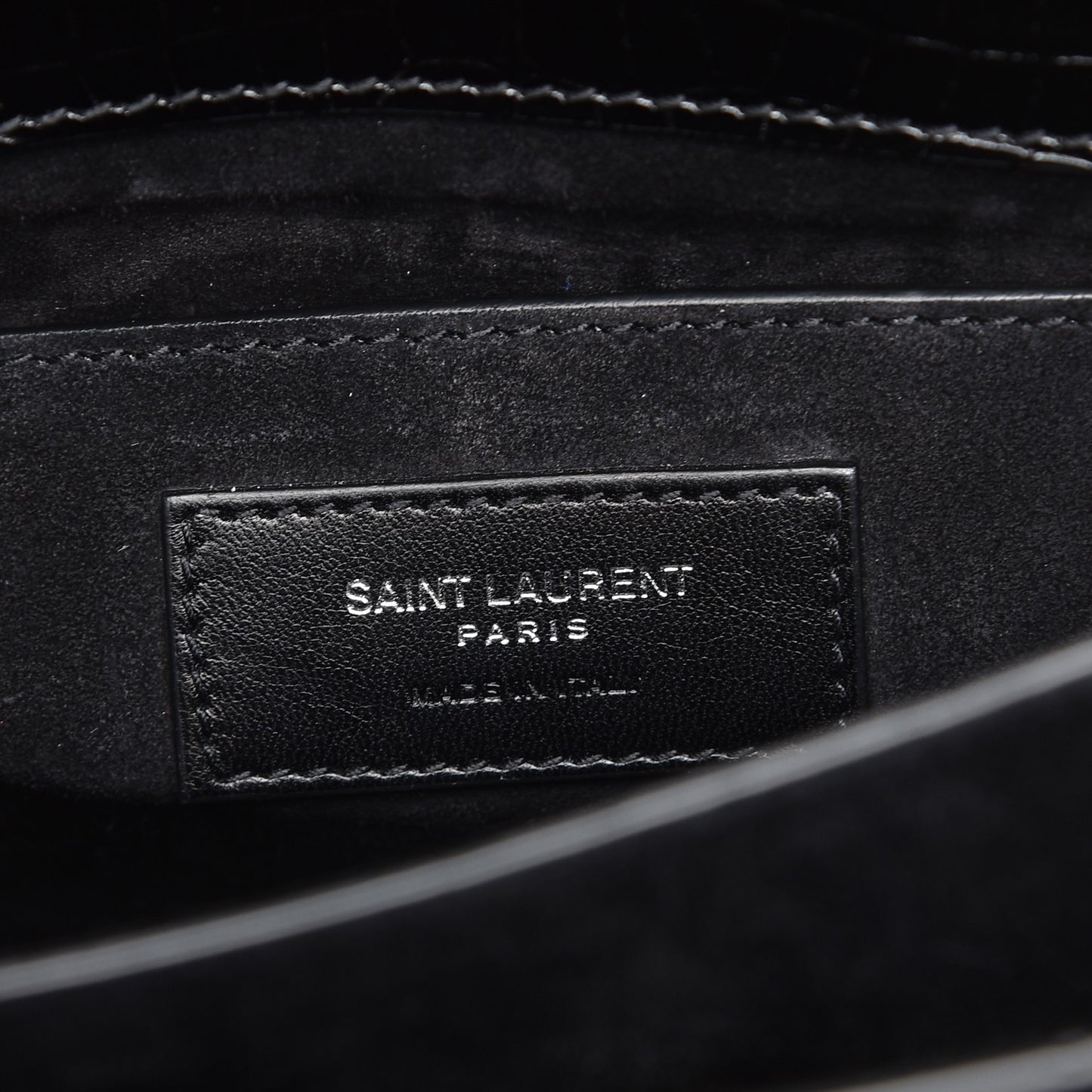 Calfskin Crocodile Embossed Medium Monogram Sunset Black