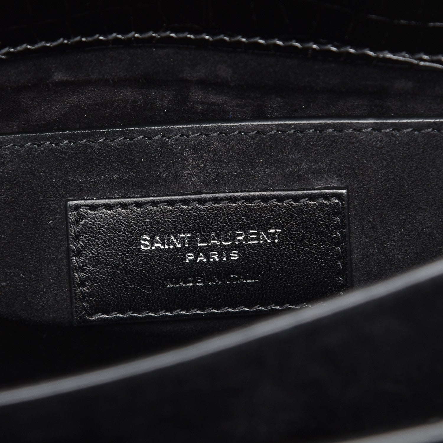 Saint Laurent Calfskin Crocodile Embossed Medium Monogram Sunset Black 6 of 9