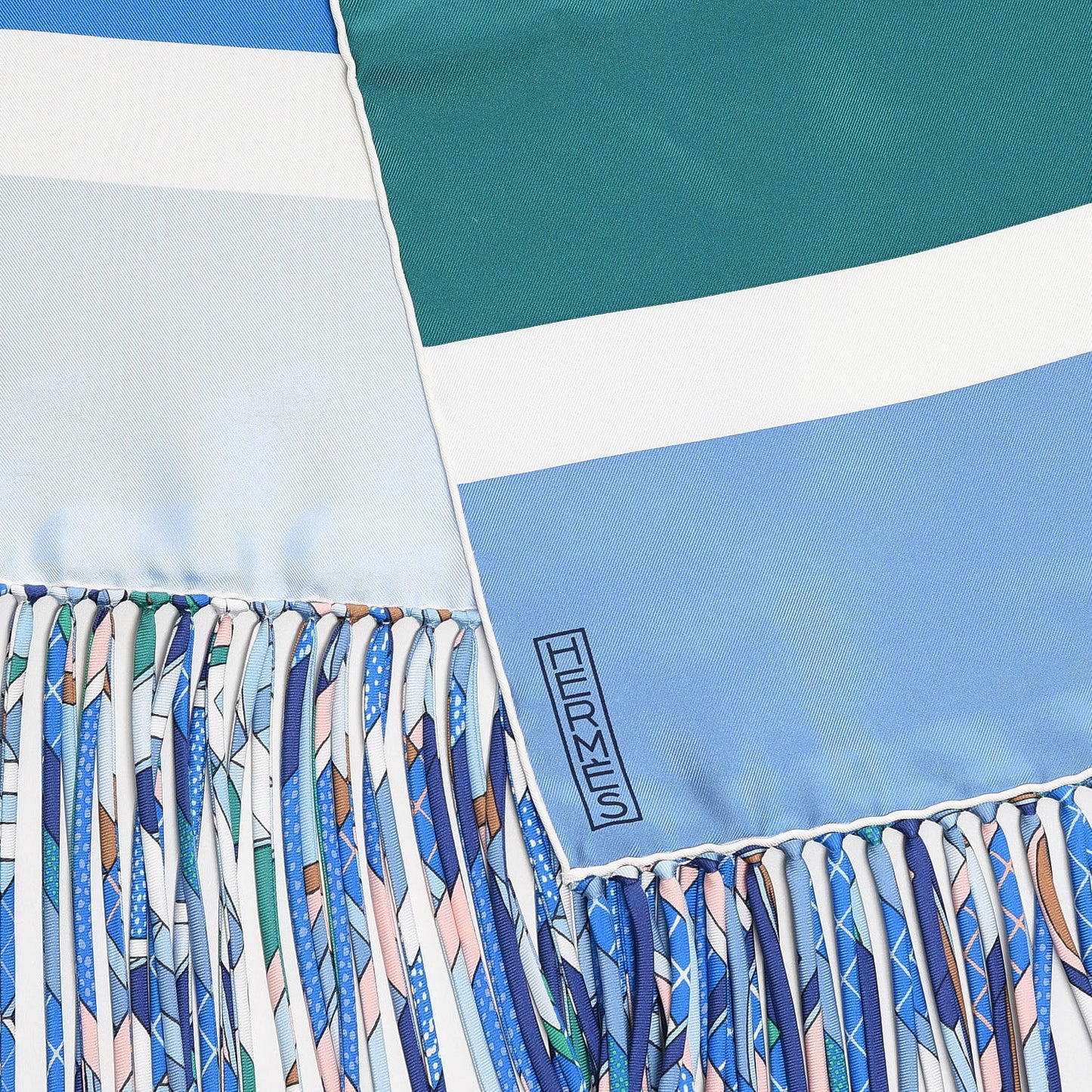 Silk Palette Muffler Bleu Dur Lavande Vert