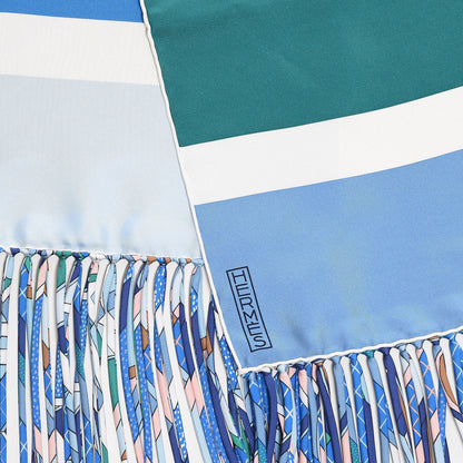 Hermes Silk Palette Muffler Bleu Dur Lavande Vert 3 of 4
