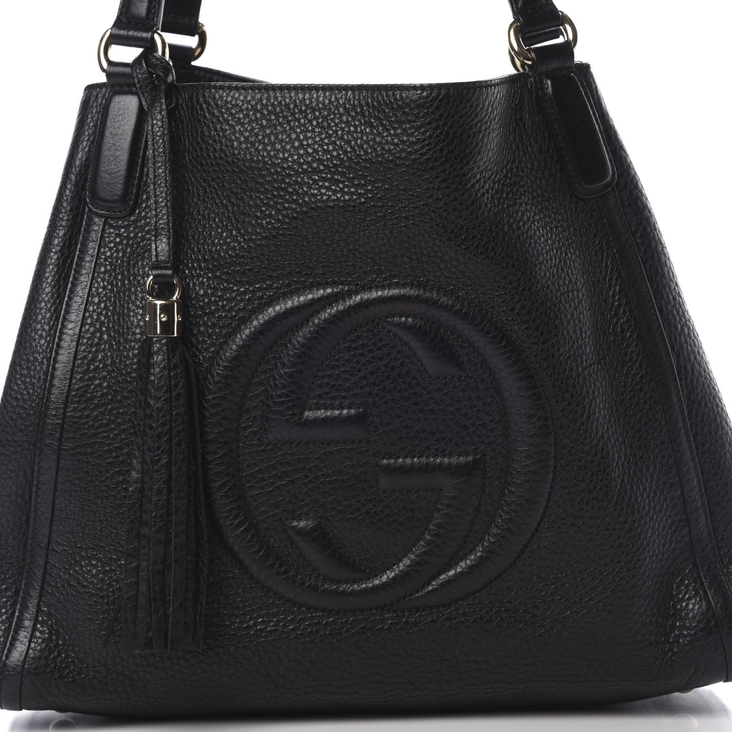 Pebbled Calfskin Medium Soho Shoulder Bag Black