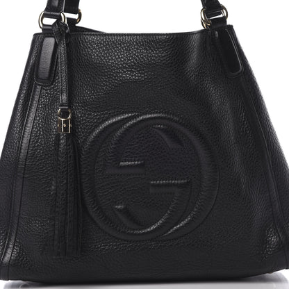 Gucci Pebbled Calfskin Medium Soho Shoulder Bag Black 8 of 15