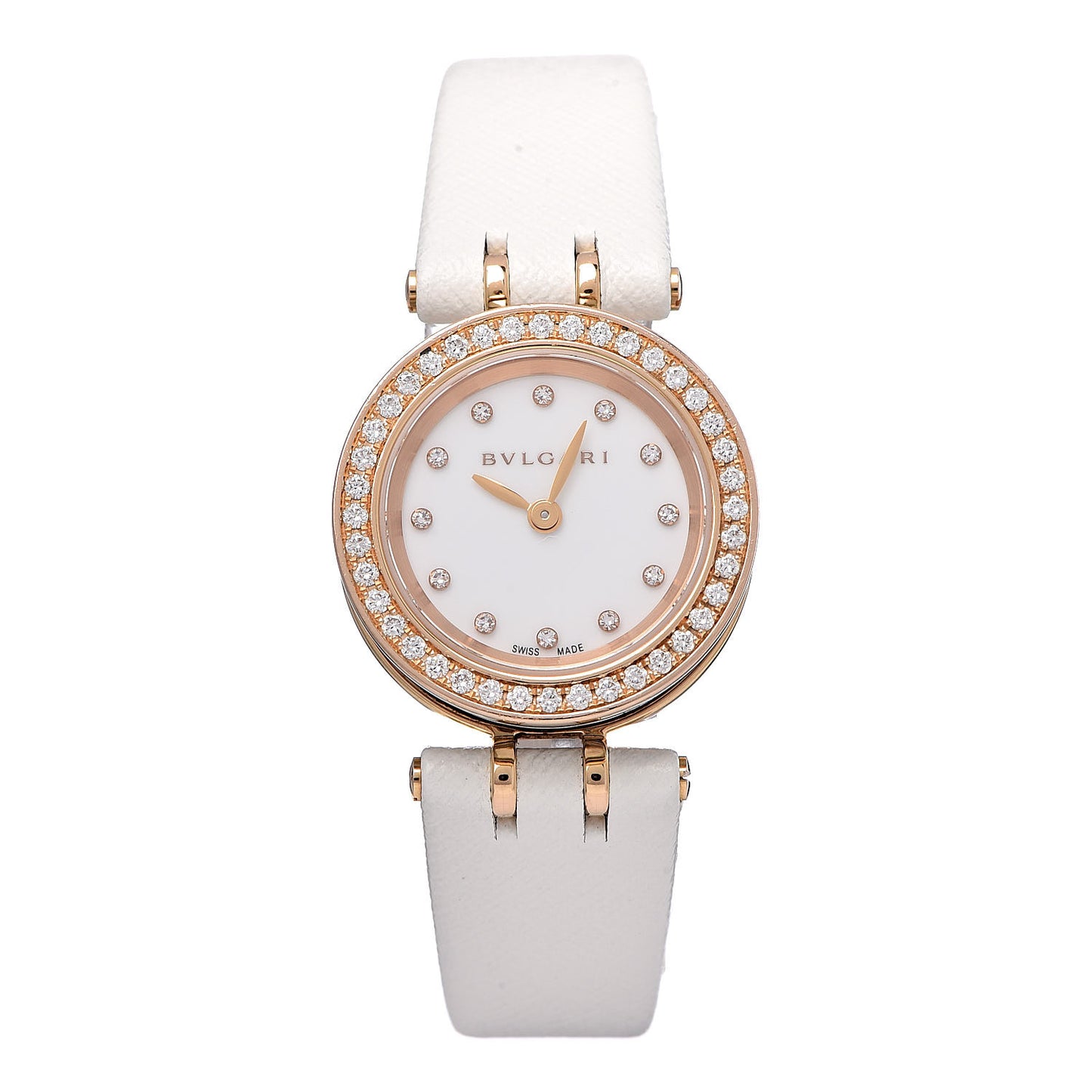 18K Rose Gold Calfskin Diamond Bezel 23mm B.Zero1 Quartz Watch
