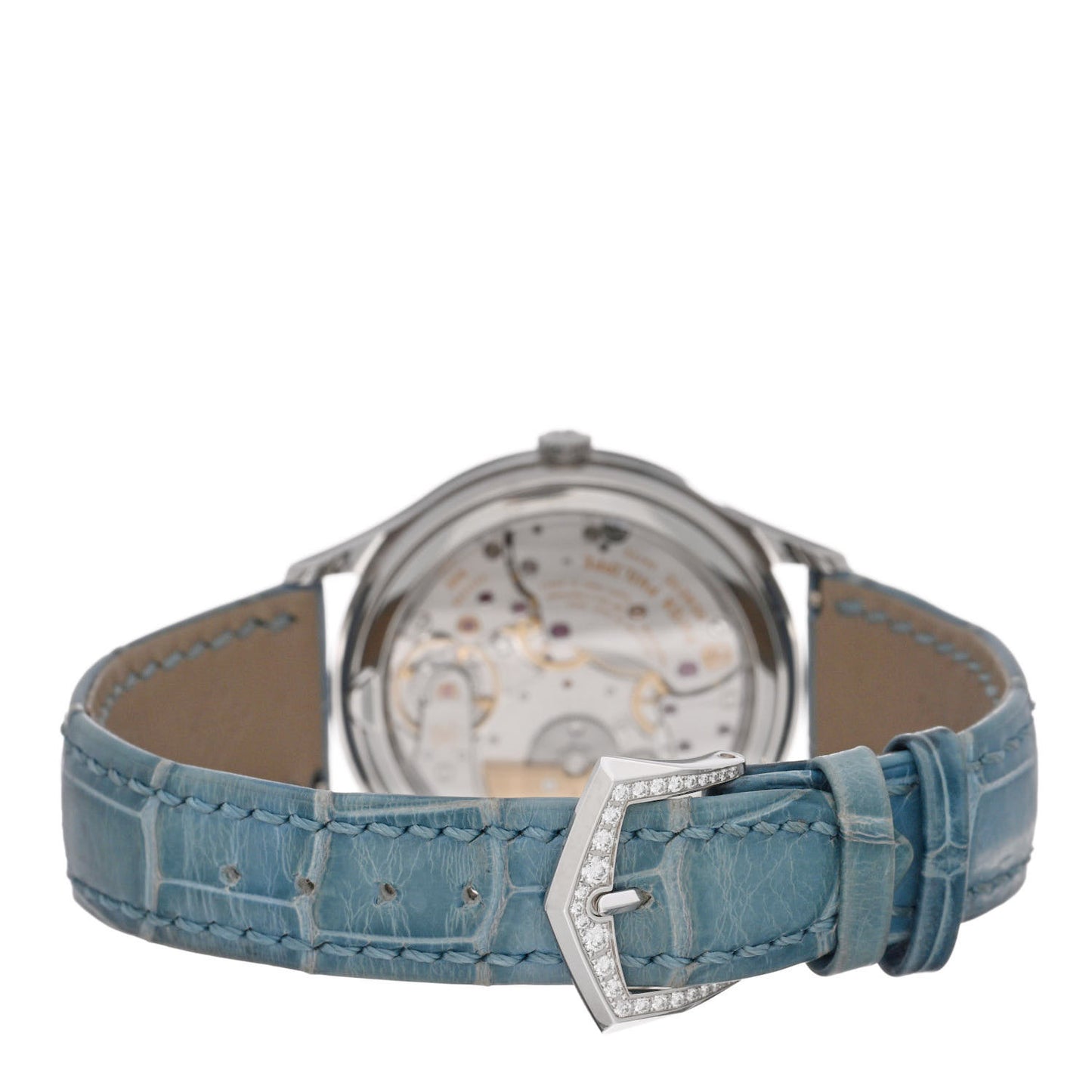 18K White Gold Alligator Diamond 36mm Complications World Time Automatic Watch Blue 7130G-016