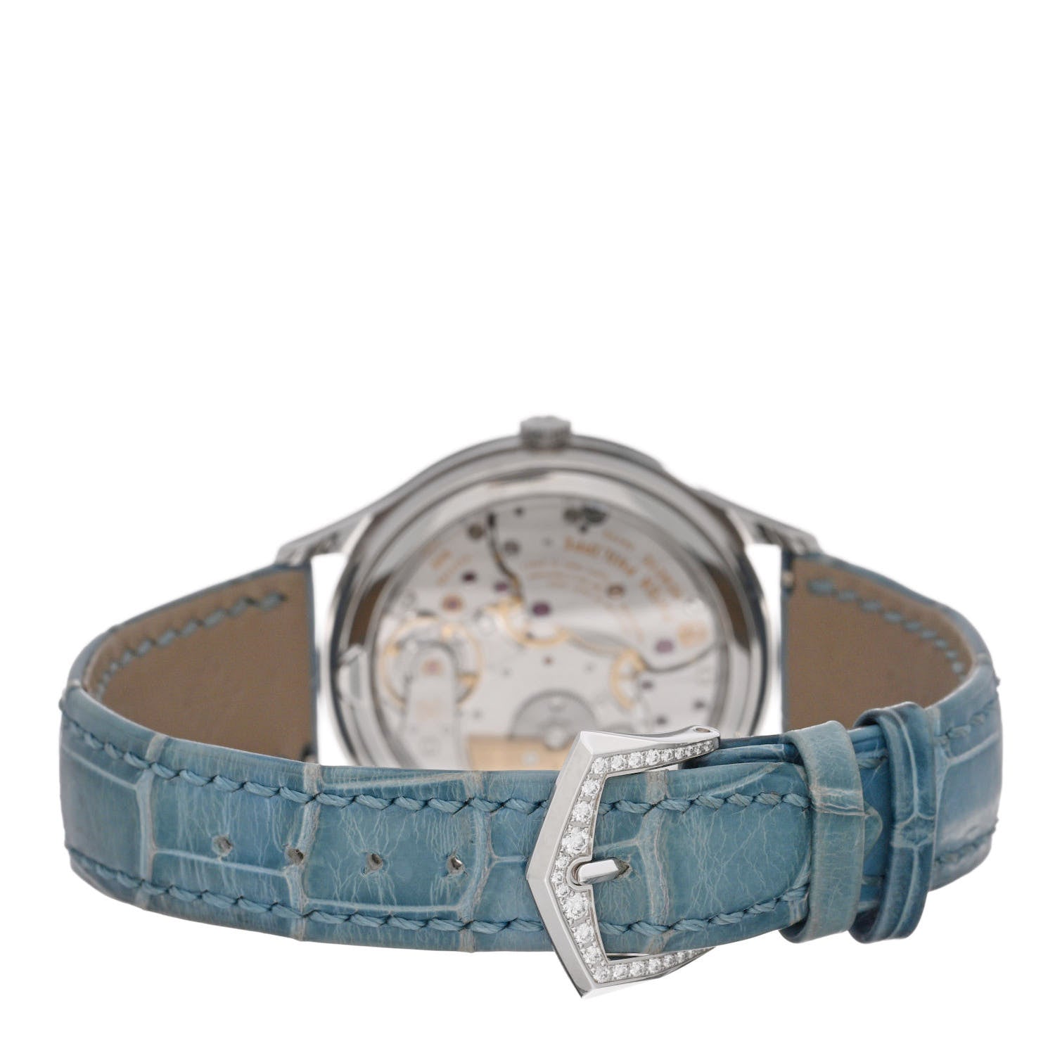 Patek Philippe 18K White Gold Alligator Diamond 36mm Complications World Time Automatic Watch Blue 7130G-016 3 of 5