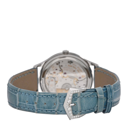 Patek Philippe 18K White Gold Alligator Diamond 36mm Complications World Time Automatic Watch Blue 7130G-016 3 of 5