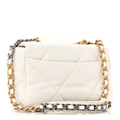 Chanel Shiny Goatskin Quilted Medium Chanel 19 Flap White 3 of 11