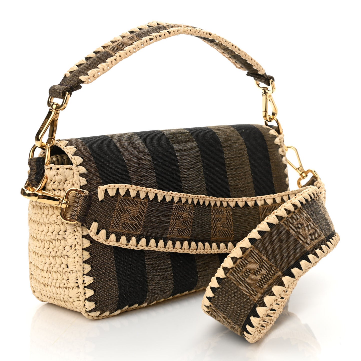Fabric Jacquard Raffia Straw Pequin Gingham Woven Baguette Beige Black Natural