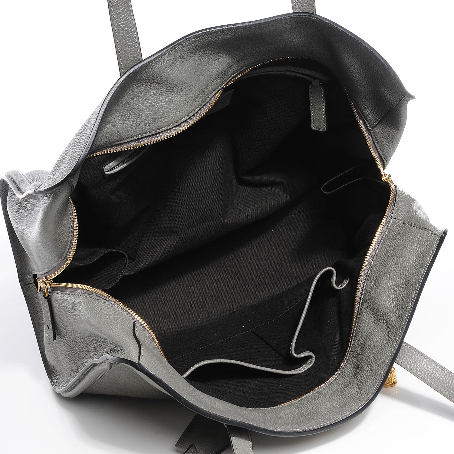 Alexander McQueen Pebbled Calfskin Skull Padlock Zip Around Tote Grey 5 of 9