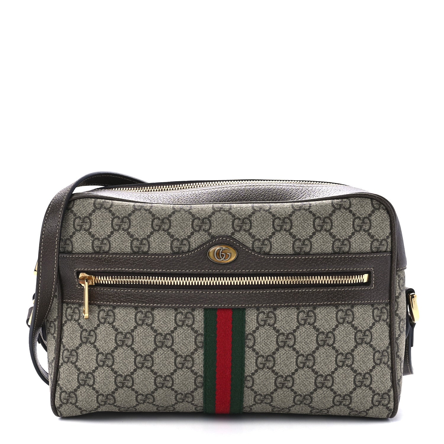 Gucci GG Supreme Monogram Web Small Ophidia Shoulder Bag Brown 1 of 12