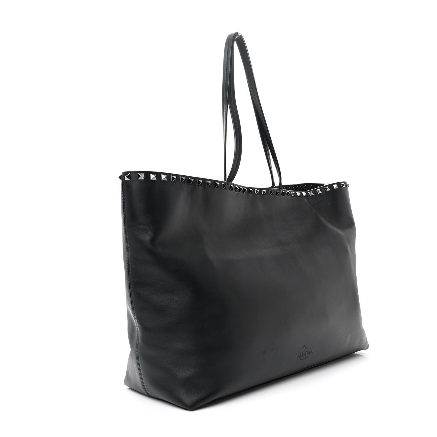 X UNDERCOVER Calfskin Print Rockstud Shoulder Tote Black
