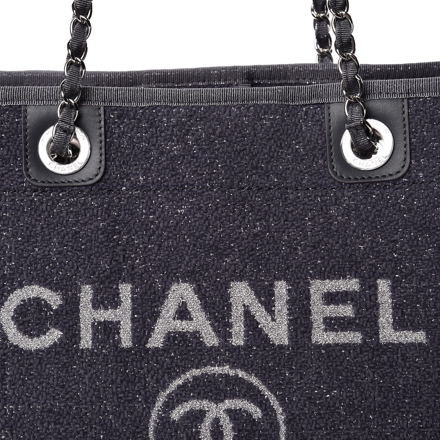 Chanel Lurex Boucle Small Deauville Tote Light Grey 8 of 11