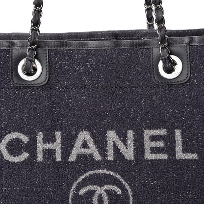 Chanel Lurex Boucle Small Deauville Tote Light Grey 8 of 11