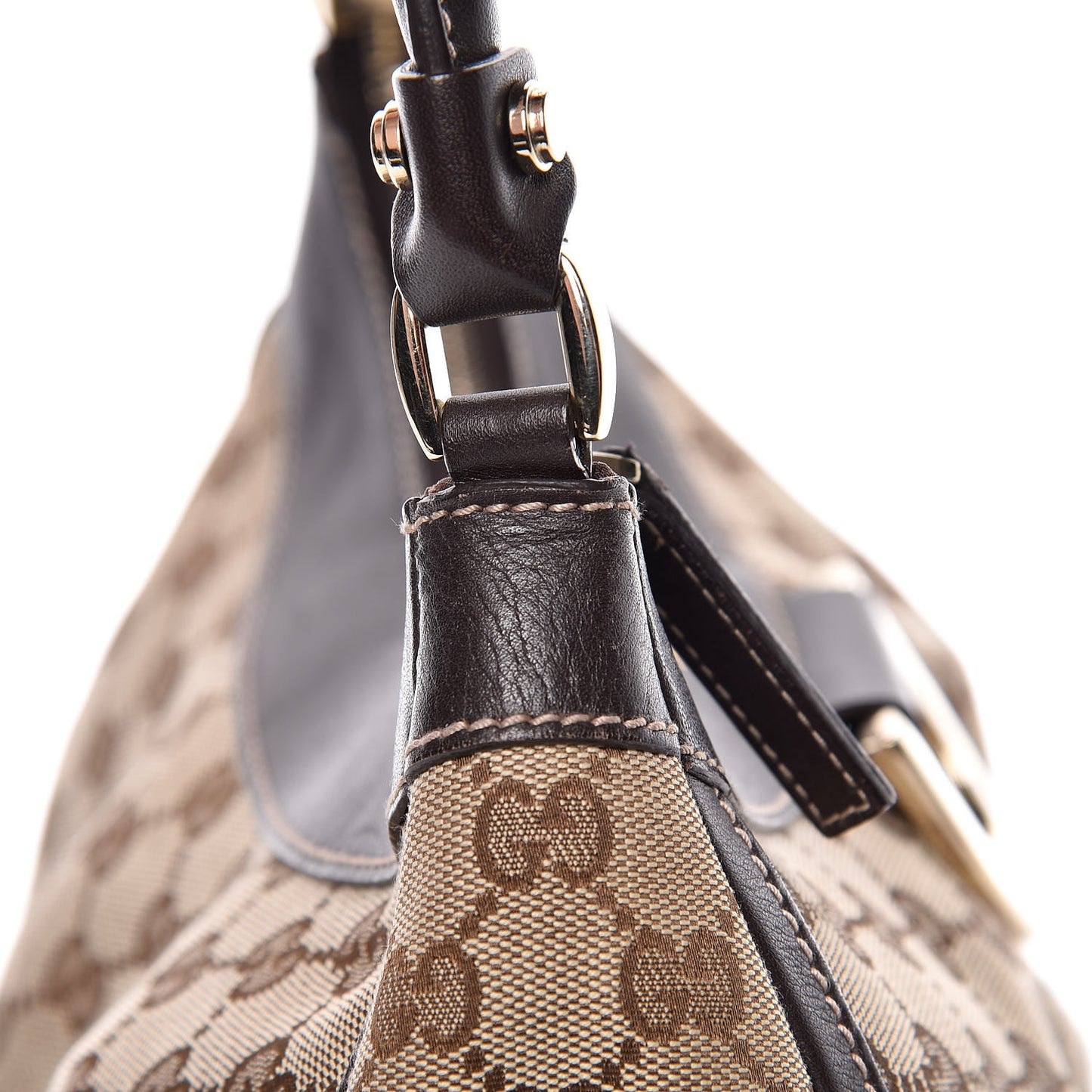 Monogram Medium D Gold Hobo Dark Brown