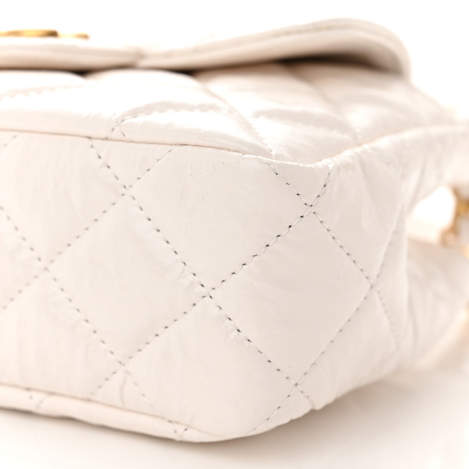 Chanel Shiny Crumpled Calfskin Quilted Small Wavy CC Hobo White 10 of 11