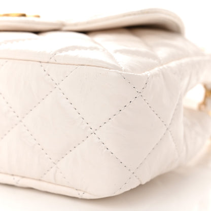Chanel Shiny Crumpled Calfskin Quilted Small Wavy CC Hobo White 10 of 11