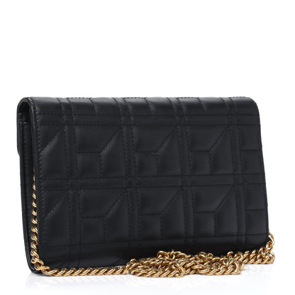 Gucci Calfskin Matelasse Mini Pearly GG Marmont Chain Wallet Black 2 of 5