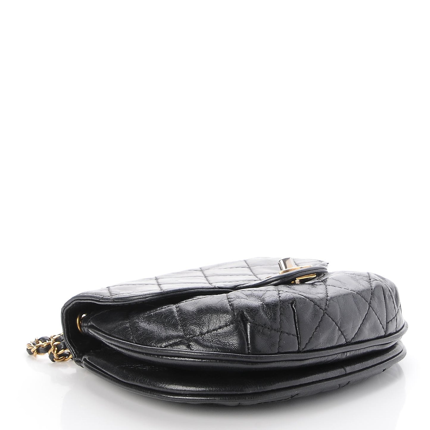 Aged Calfskin Small Bubble CC Flap Black