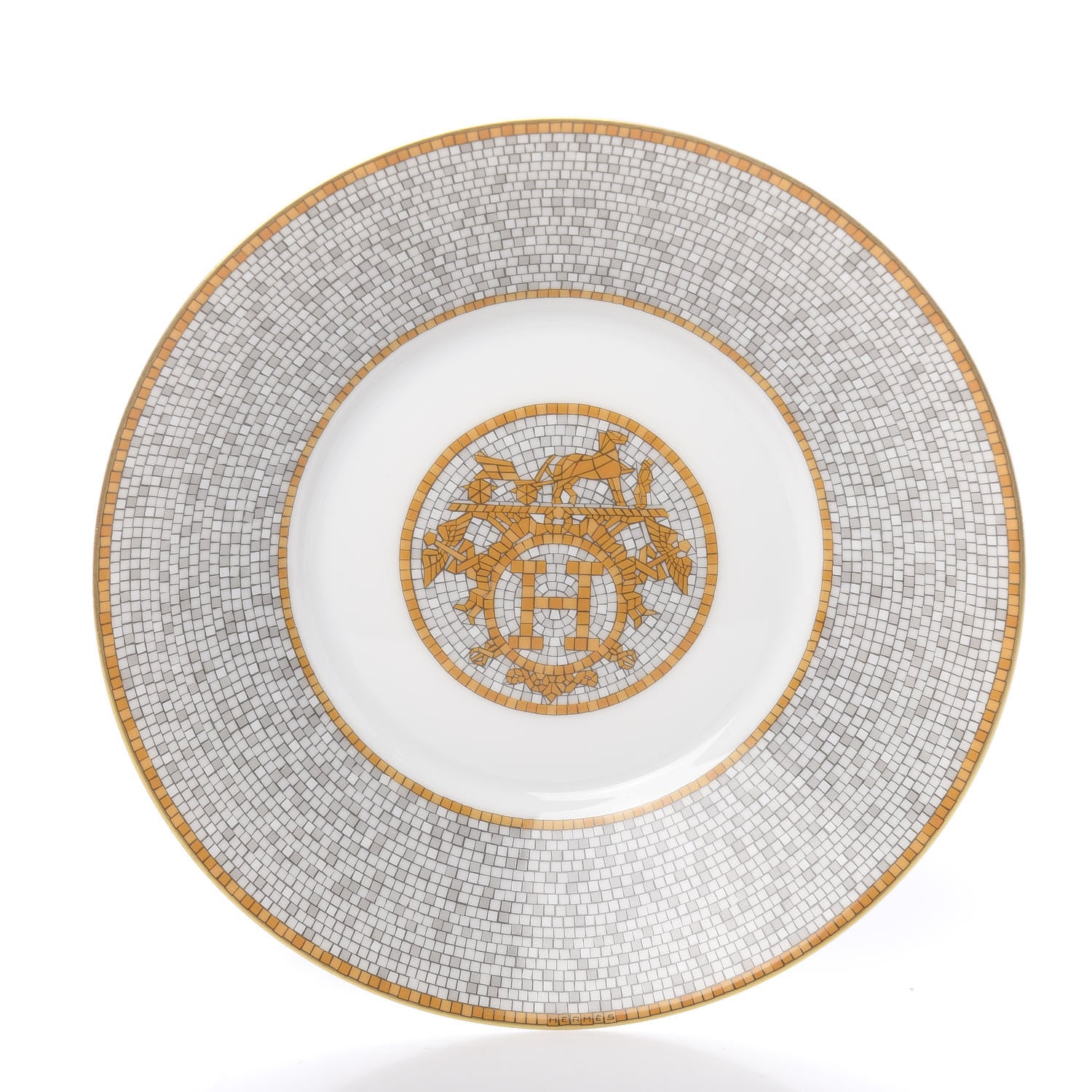 Hermes Porcelain Mosaique Au 24 Gold Tea Cup And Saucer Set Of 2 7 of 12