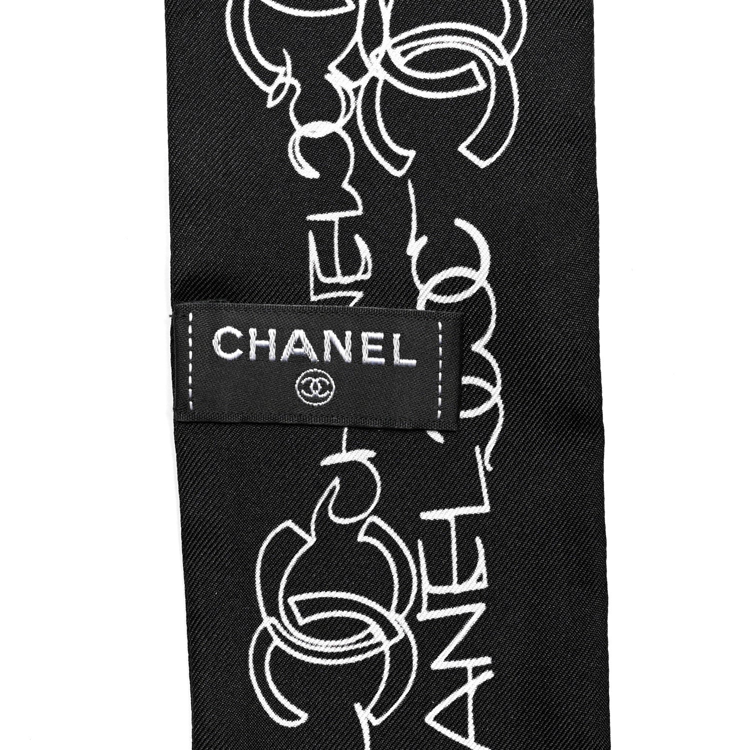 Chanel Silk Twill CC Slim Bandeau Scarf Black 3 of 4