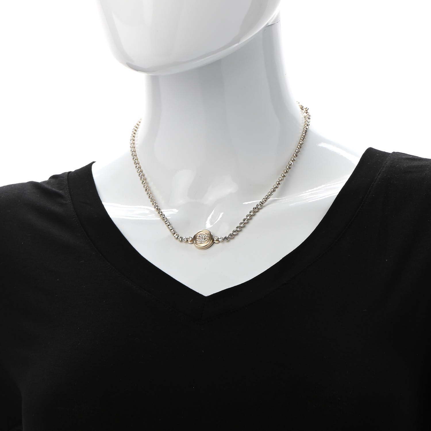 Chanel Crystal CC Chain Short Necklace Gold 2 of 7