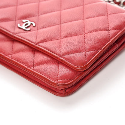 Chanel Caviar Quilted Wallet on Chain WOC Red 6 of 18
