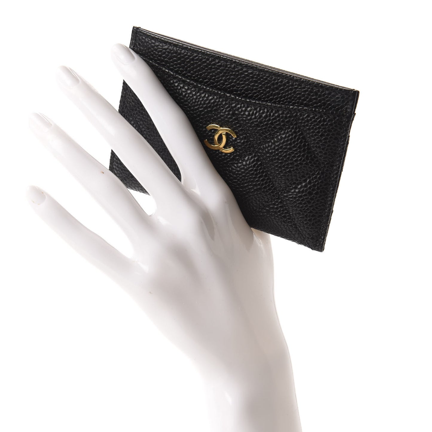 Caviar Quilted Card Holder Black