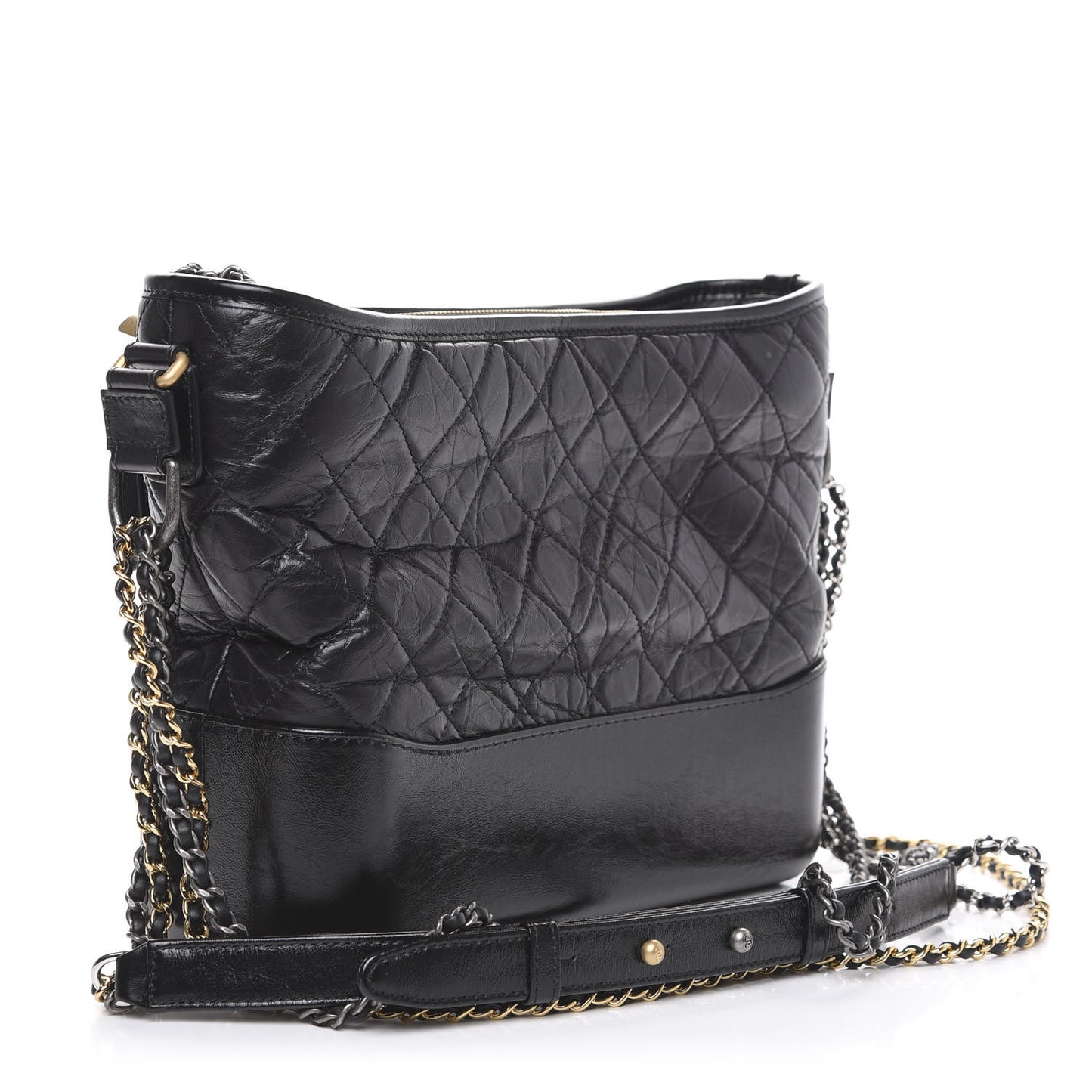 Aged Calfskin Quilted Medium Gabrielle Hobo Black