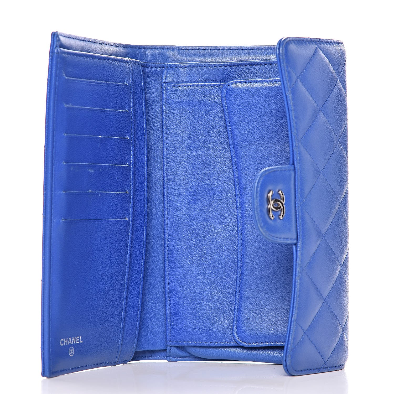 Chanel Lambskin Quilted Large Flap Wallet Blue 5 of 13