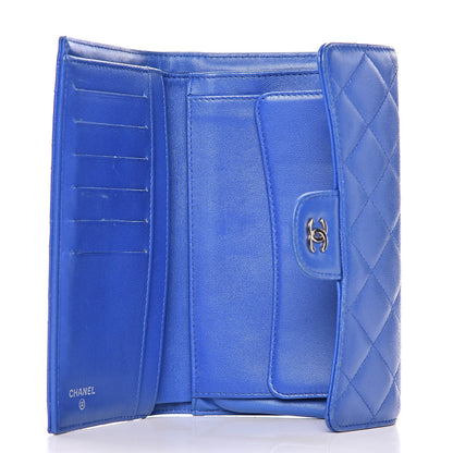 Chanel Lambskin Quilted Large Flap Wallet Blue 5 of 13