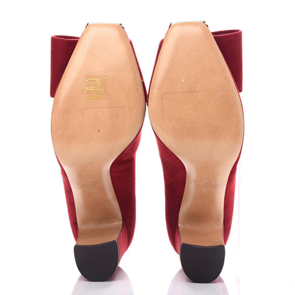 Valentino Garavani Suede Bow Metal Toe Pumps 40.5 Red 6 of 9
