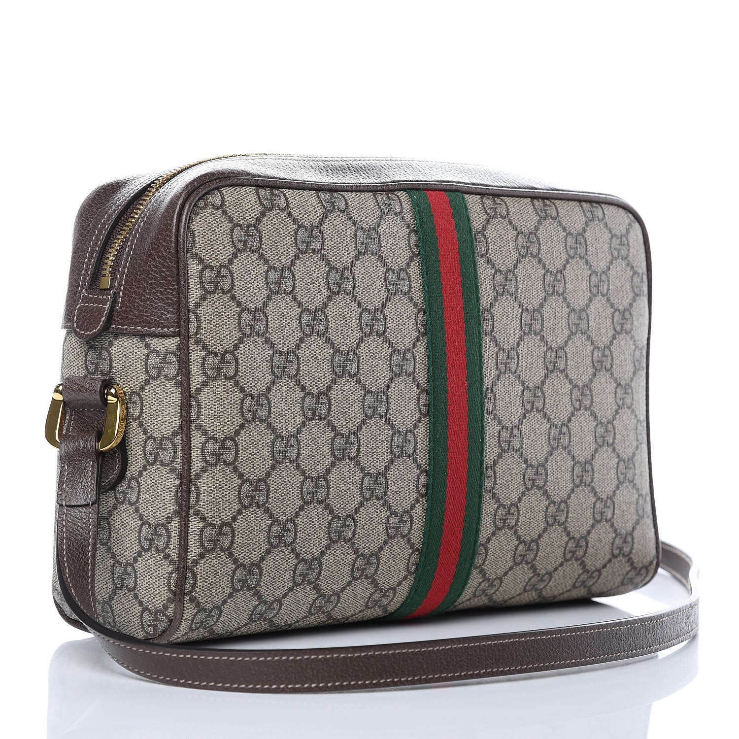 Gucci GG Supreme Monogram Web Small Ophidia Shoulder Bag Brown 3 of 9