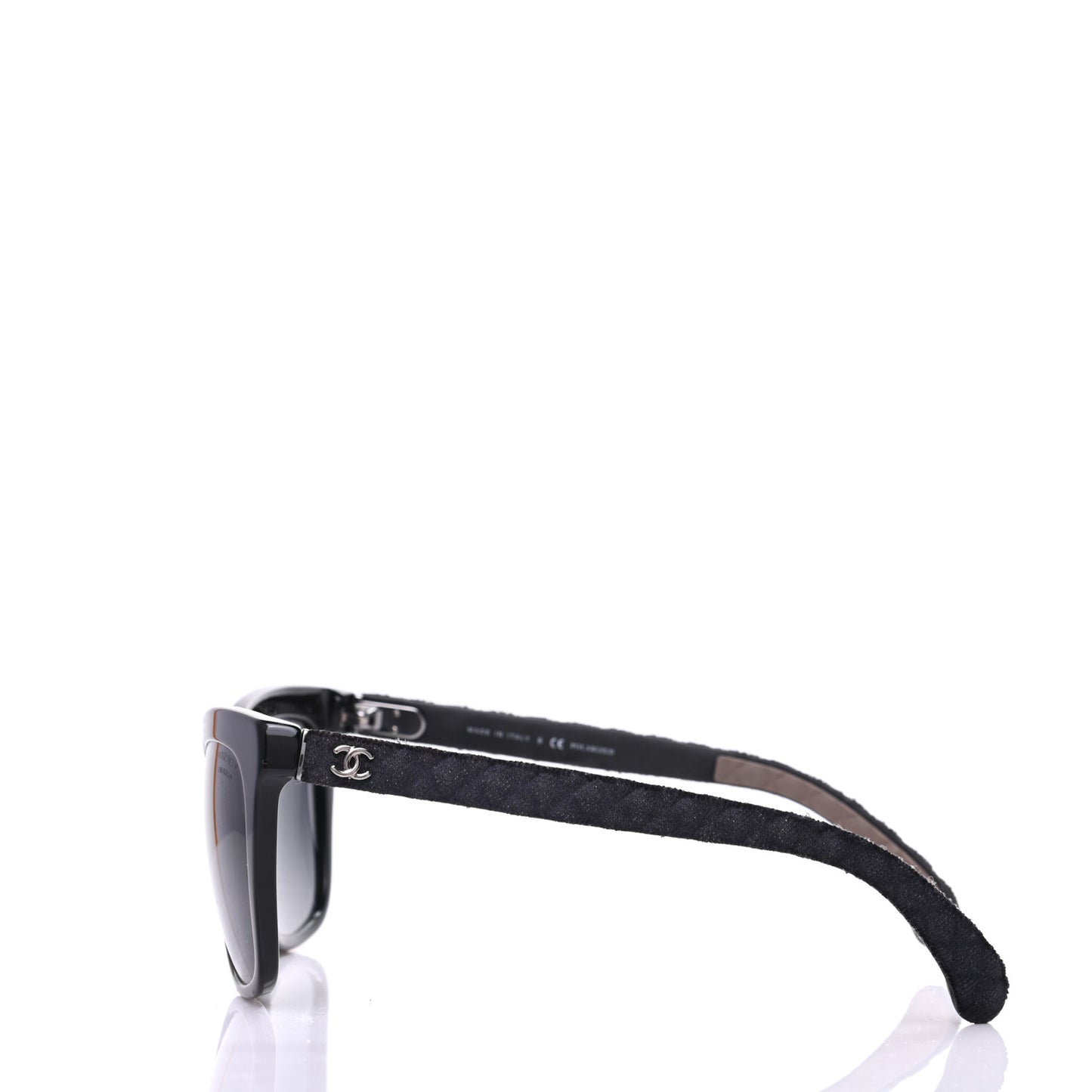 Acetate Denim Quilted Polarized CC Sunglasses 5343-Q Black