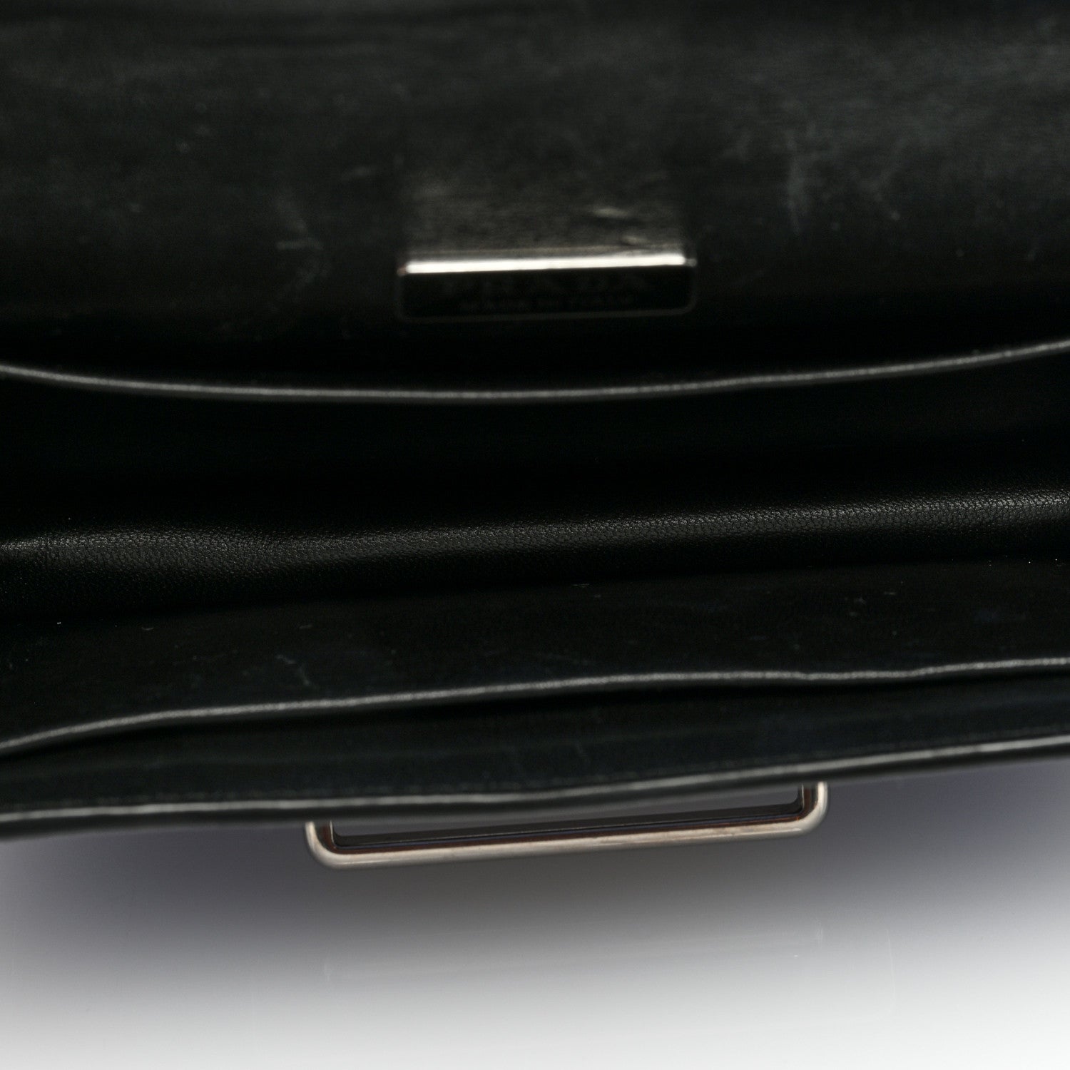Prada Metallic Vitello Saffiano Cahier Bag Denim Black 4 of 7