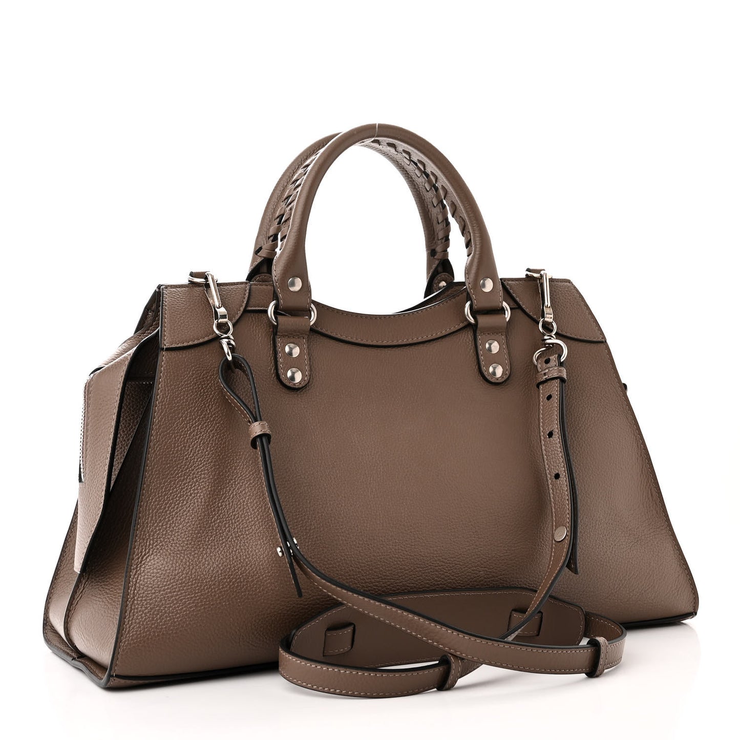 Grained Calfskin Silver Hardware Neo Classic City Mink Grey