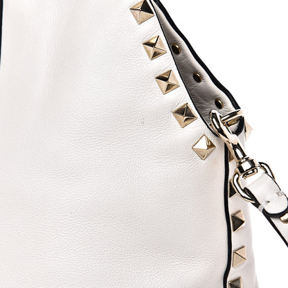 Valentino Garavani Vitello Rockstud Dome Satchel White 13 of 15
