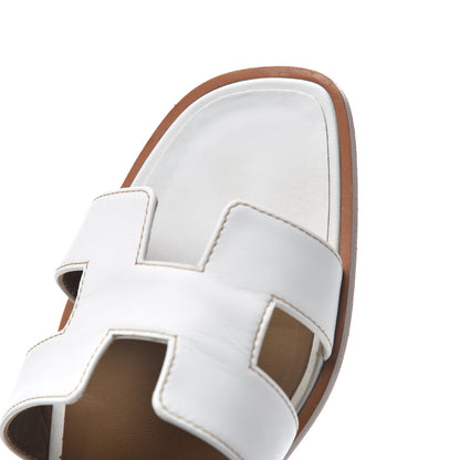 Hermes Box Calfskin Oran Sandals 40 White 17 of 19