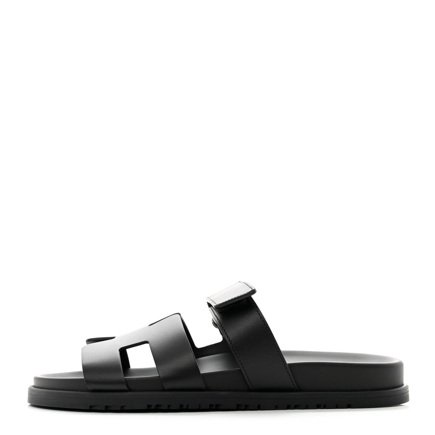 Hermes Calfskin Womens Chypre Sandals 40.5 Black 1 of 9