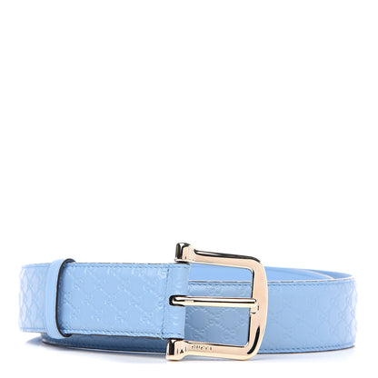 Gucci Soft Microguccissima Margaux Calfskin Belt 90 36 Mineral Blue 1 of 4