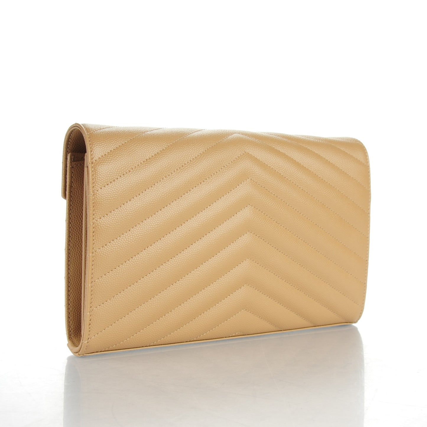 Grain De Poudre Matelasse Chevron Monogram Chain Wallet Deep Beige