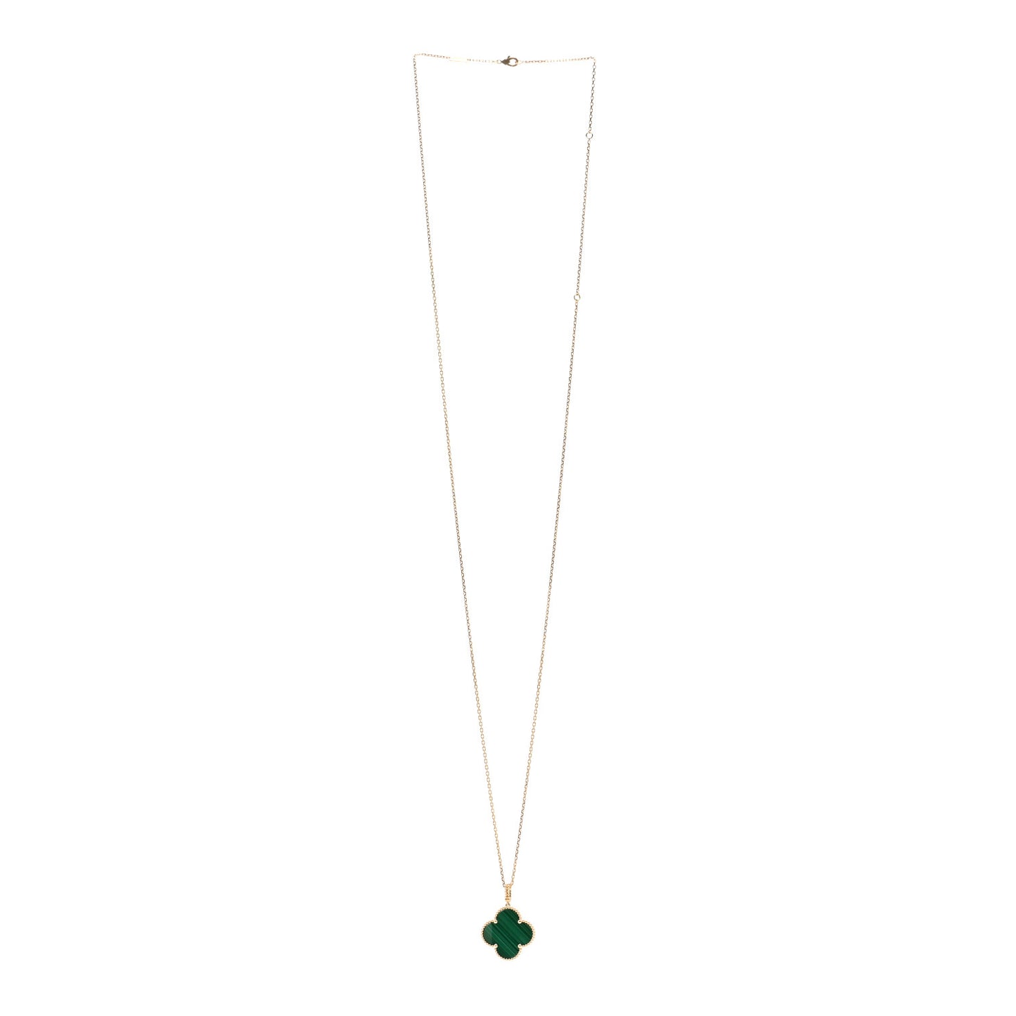 18K Yellow Gold Malachite Magic Alhambra Pendant Necklace