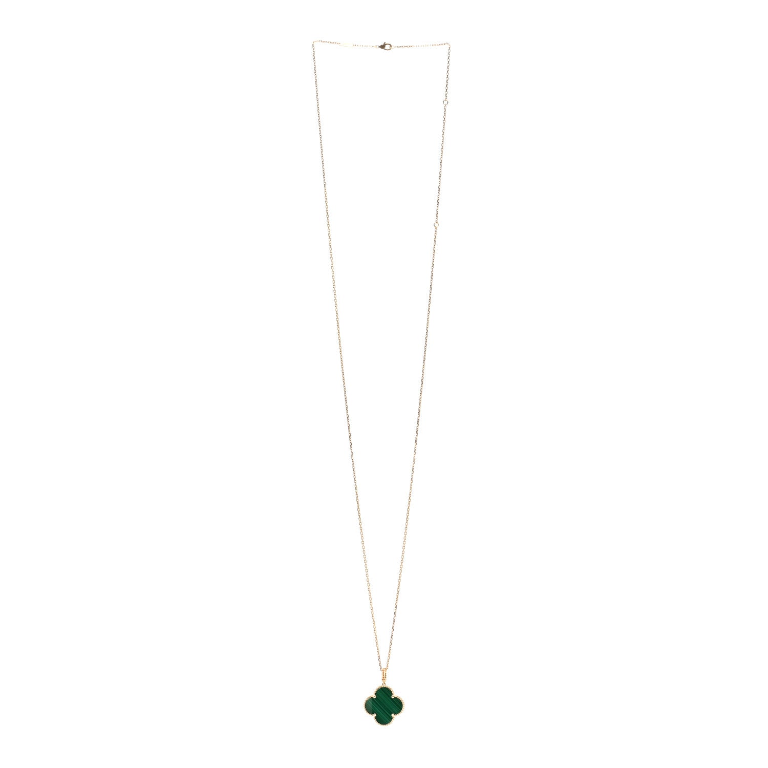 Van Cleef & Arpels 18K Yellow Gold Malachite Magic Alhambra Pendant Necklace 3 of 5