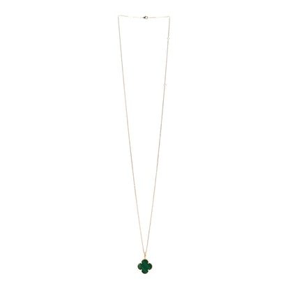 Van Cleef & Arpels 18K Yellow Gold Malachite Magic Alhambra Pendant Necklace 3 of 5
