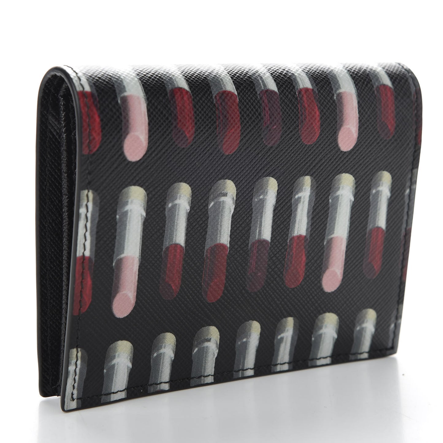 Saffiano Lipstick Print Bi-Fold Wallet Black