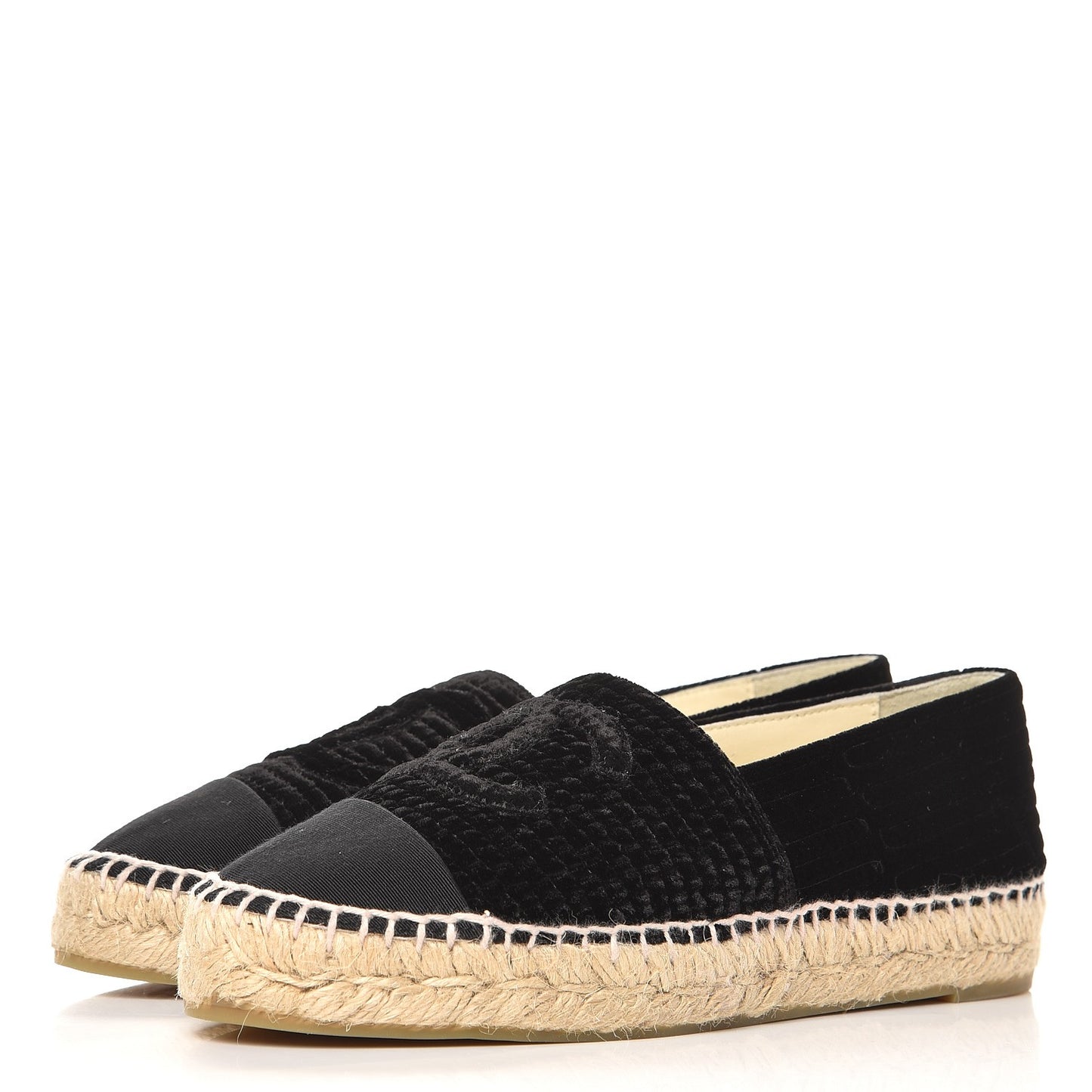 Velvet Grosgrain CC Espadrilles 37 Black