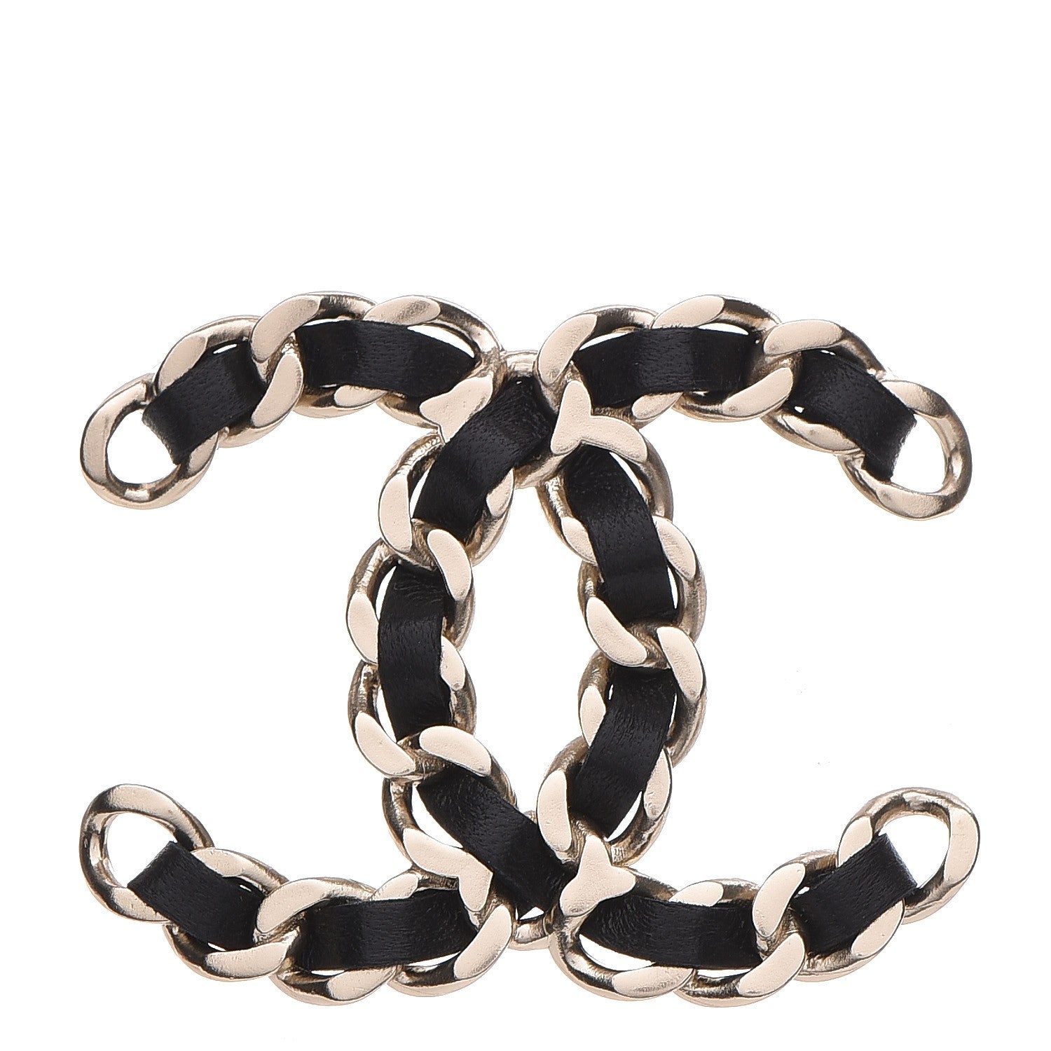 Chanel Lambskin Chain CC Brooch Black Gold 1 of 5