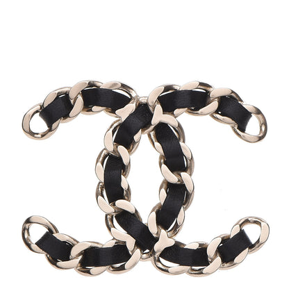 Chanel Lambskin Chain CC Brooch Black Gold 1 of 5